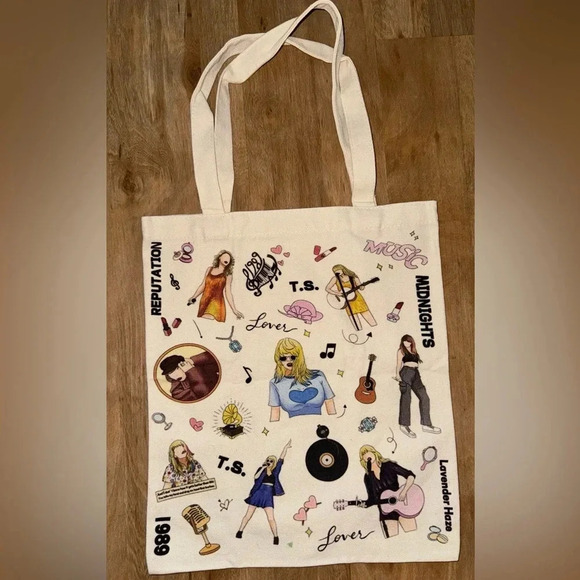 TAYLOR SWIFT SWIFTIE MERCH BAG TOTE ERAS TORTURED POETS 1989 LOVER RED SHOWGIRL - Picture 1 of 2